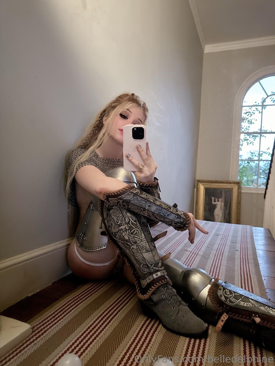 belle delphine sexy chainmail costume onlyfans set leaked